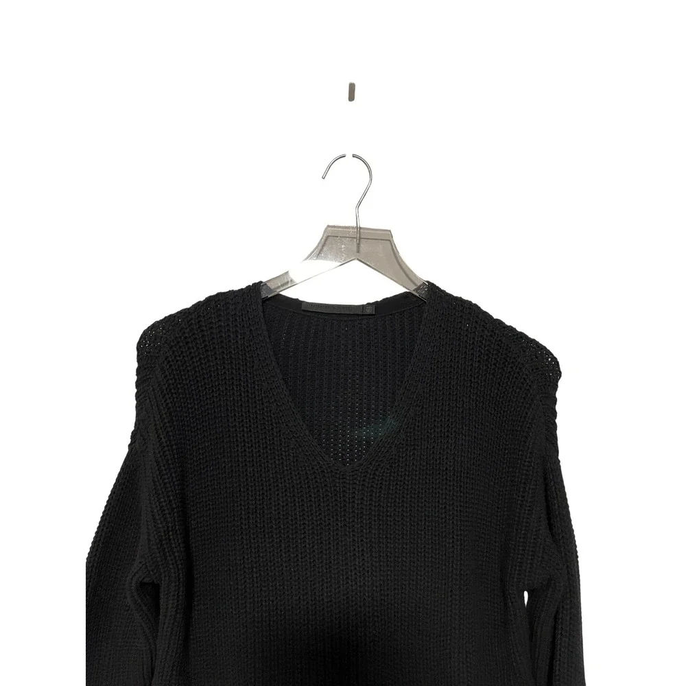 Jenni Kayne Cabin V Neck Knit Cotton Oversized Pullover Sweater Size XXS Black